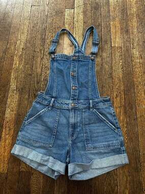 Hollister Blue Denim Short Overalls